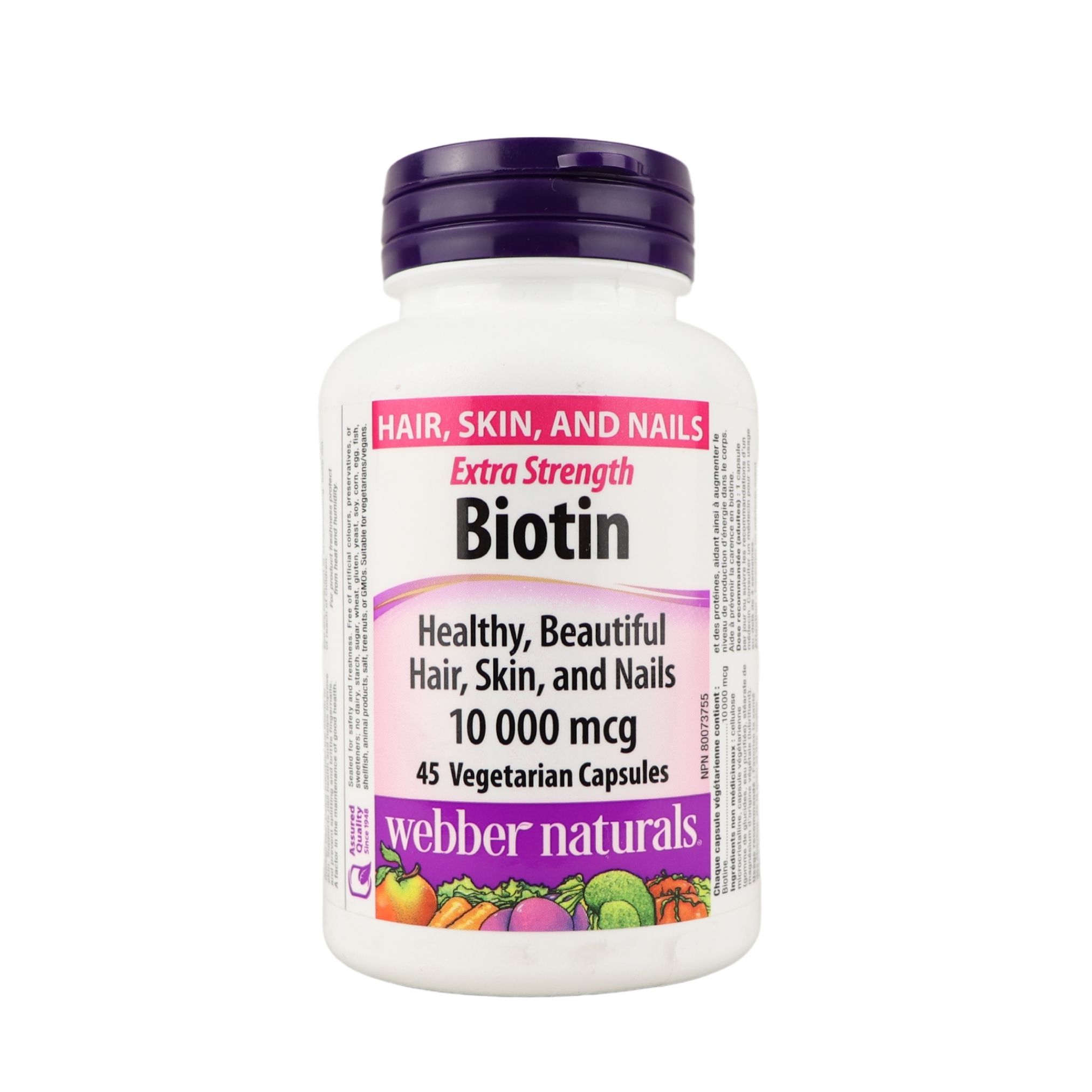 Webber Naturals Extra Strength Biotin 10000mcg 45 capsules Webber Naturals Extra Strength Biotin 10000mcg 45 capsules